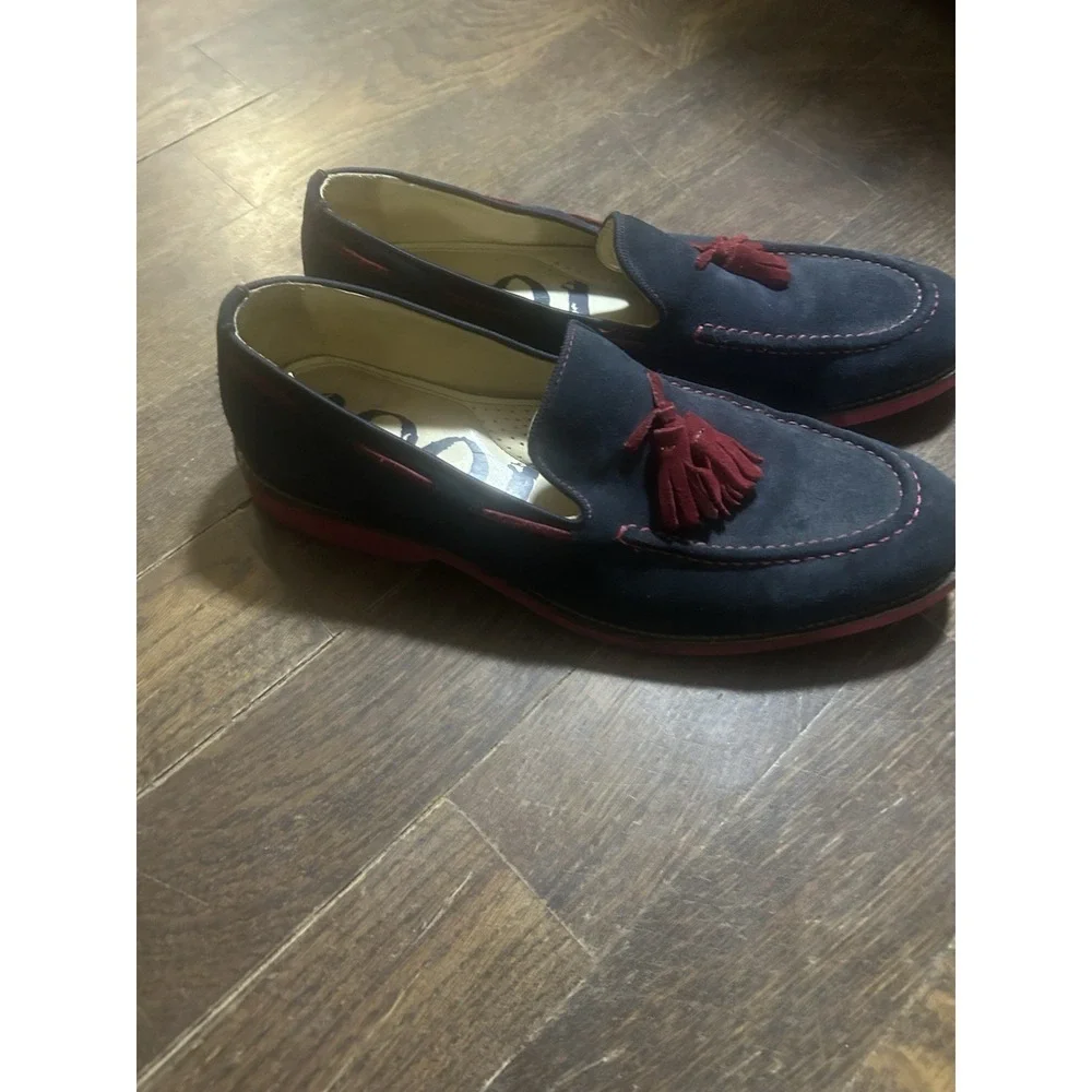 Vintage 1901 Nordstorm NavySuede Slippers With RedTassels Size 11M